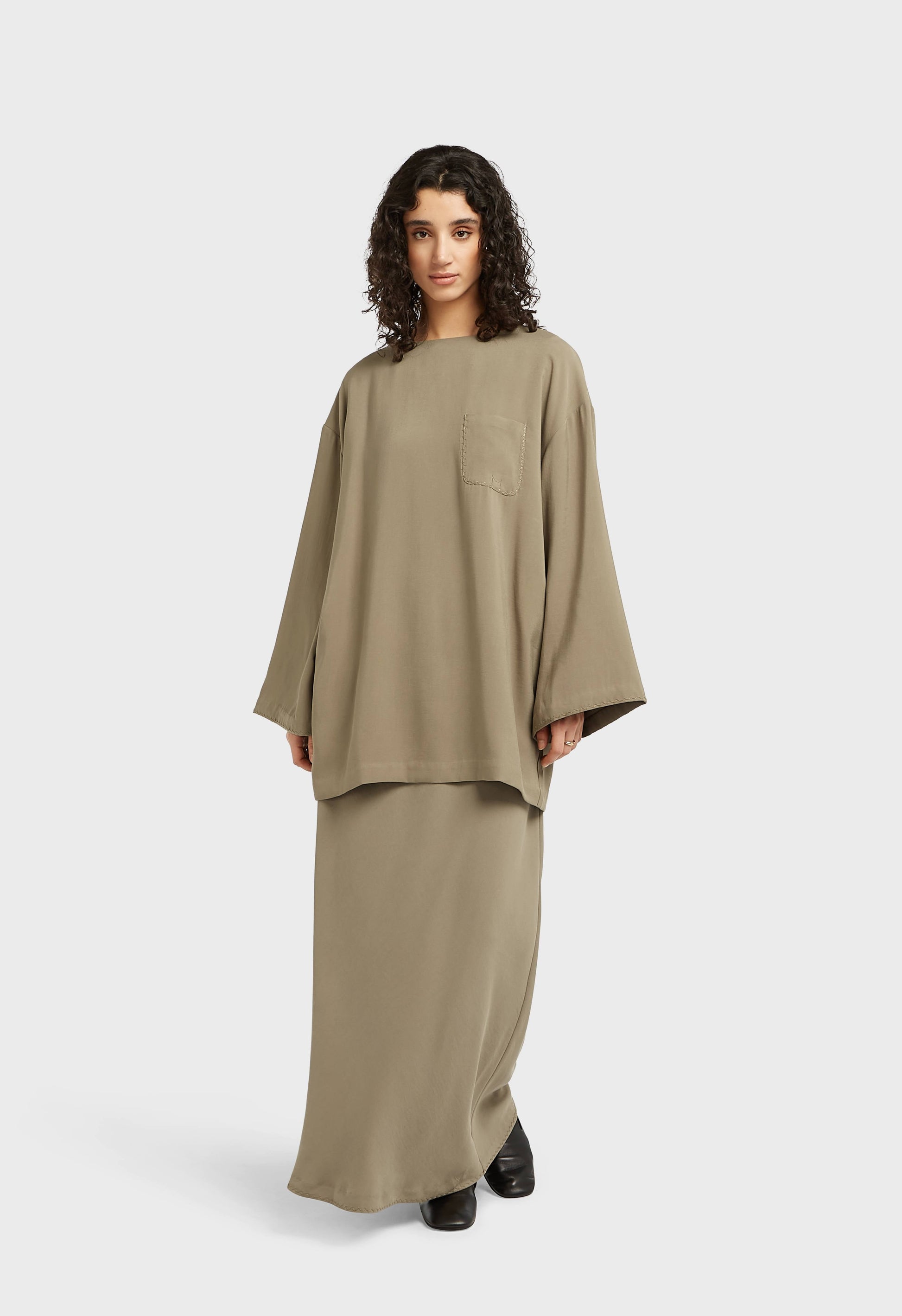 Jupe sur mesure tissée douce | Brun Désert