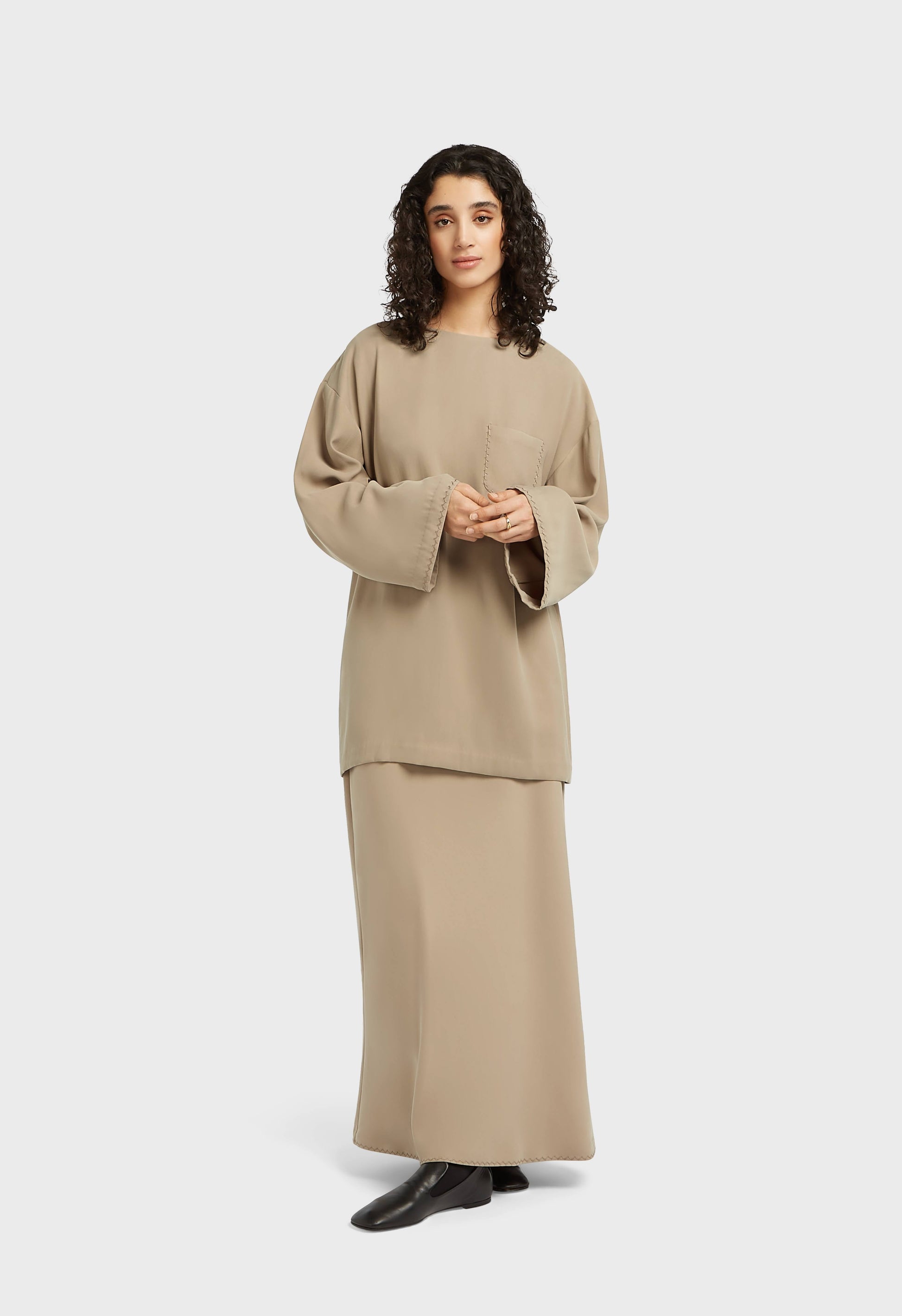 Jupe sur mesure tissée douce | Moka