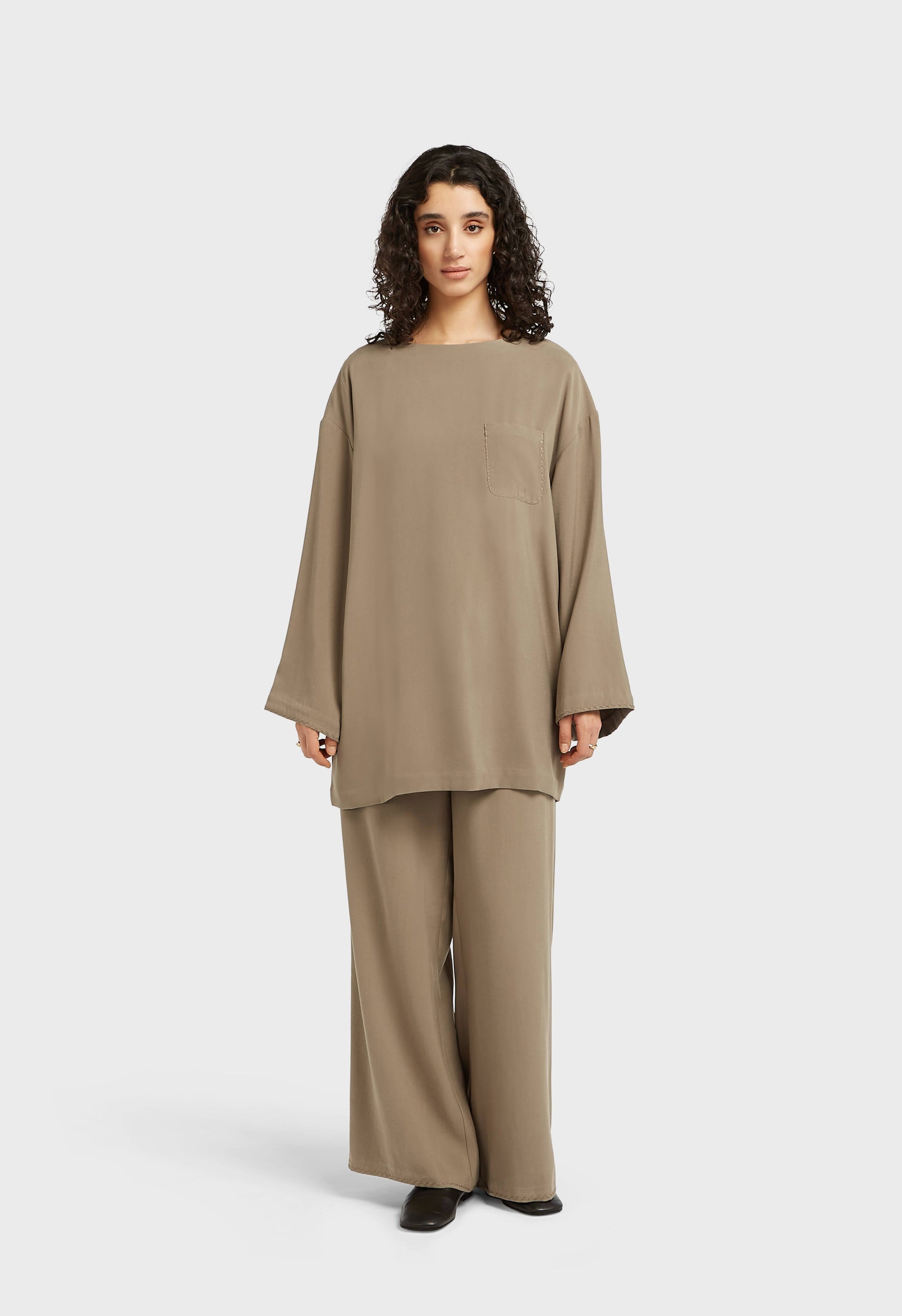 Haut sur mesure tissé doux | Brun Désert