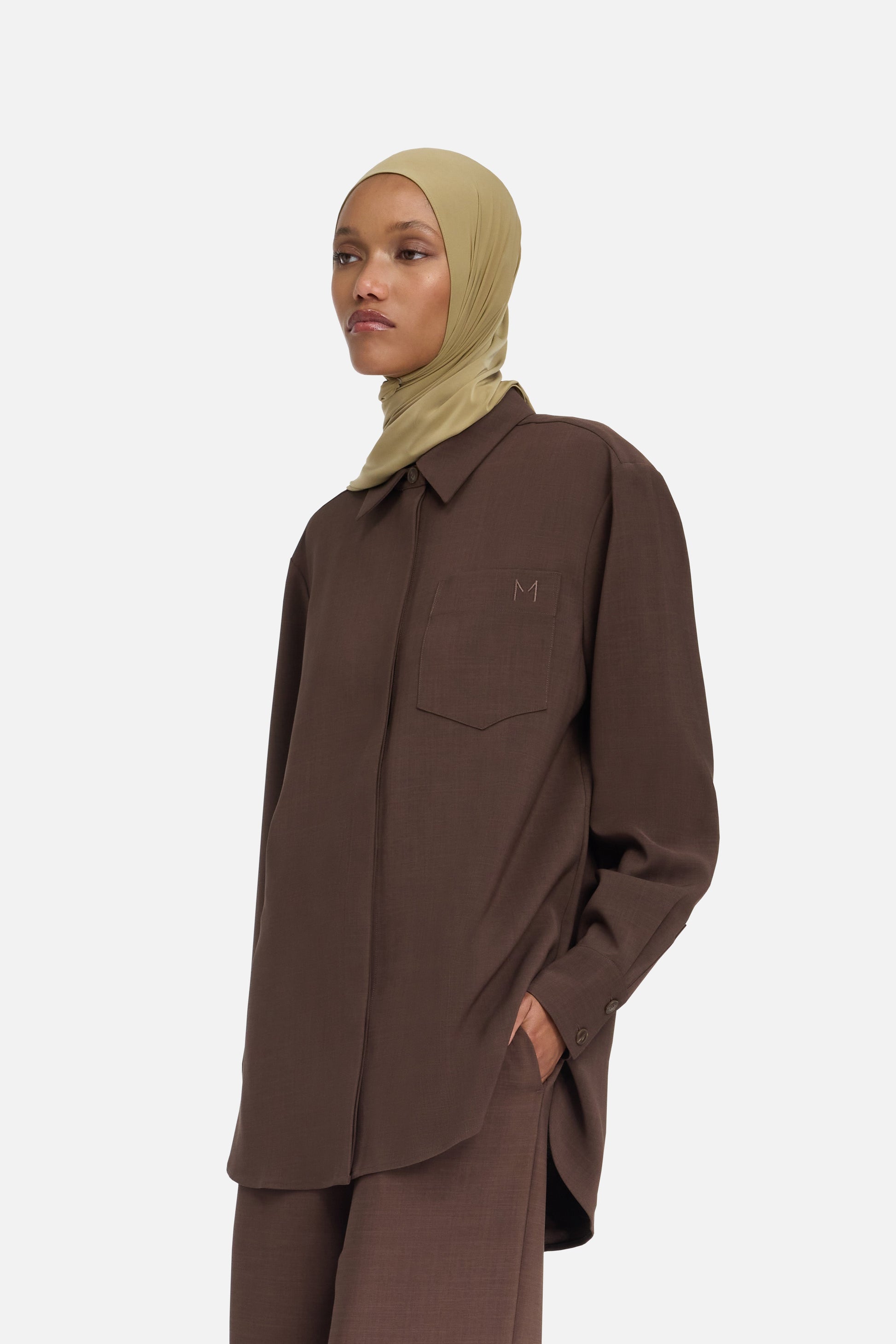 Chemise droite | Marron foncé