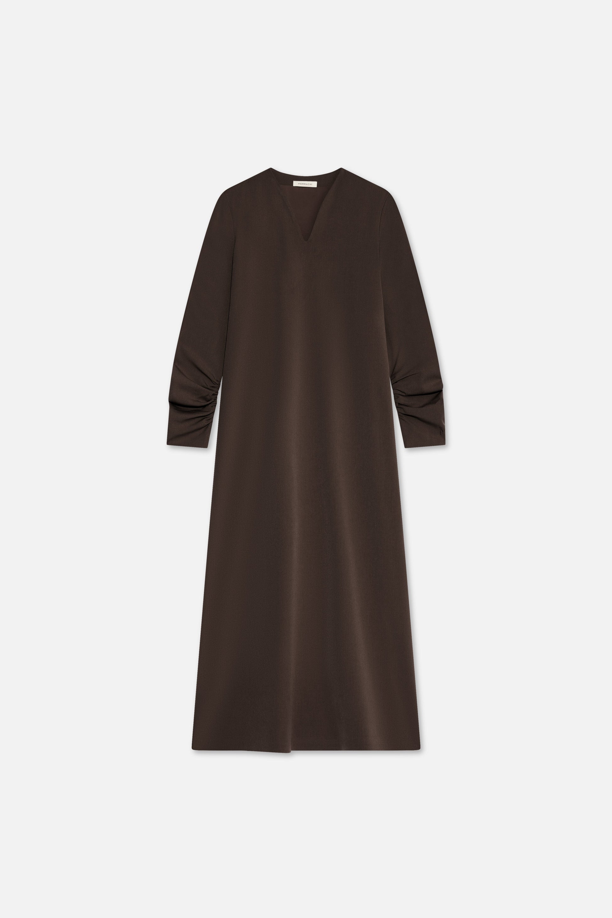 Robe sur mesure à col en V | Marron foncé