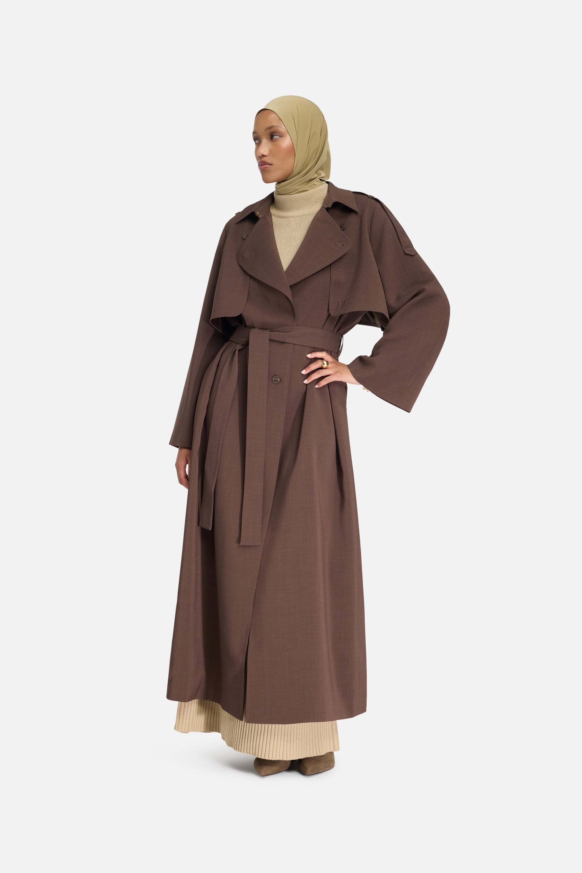 Abaya Trench | Marron foncé