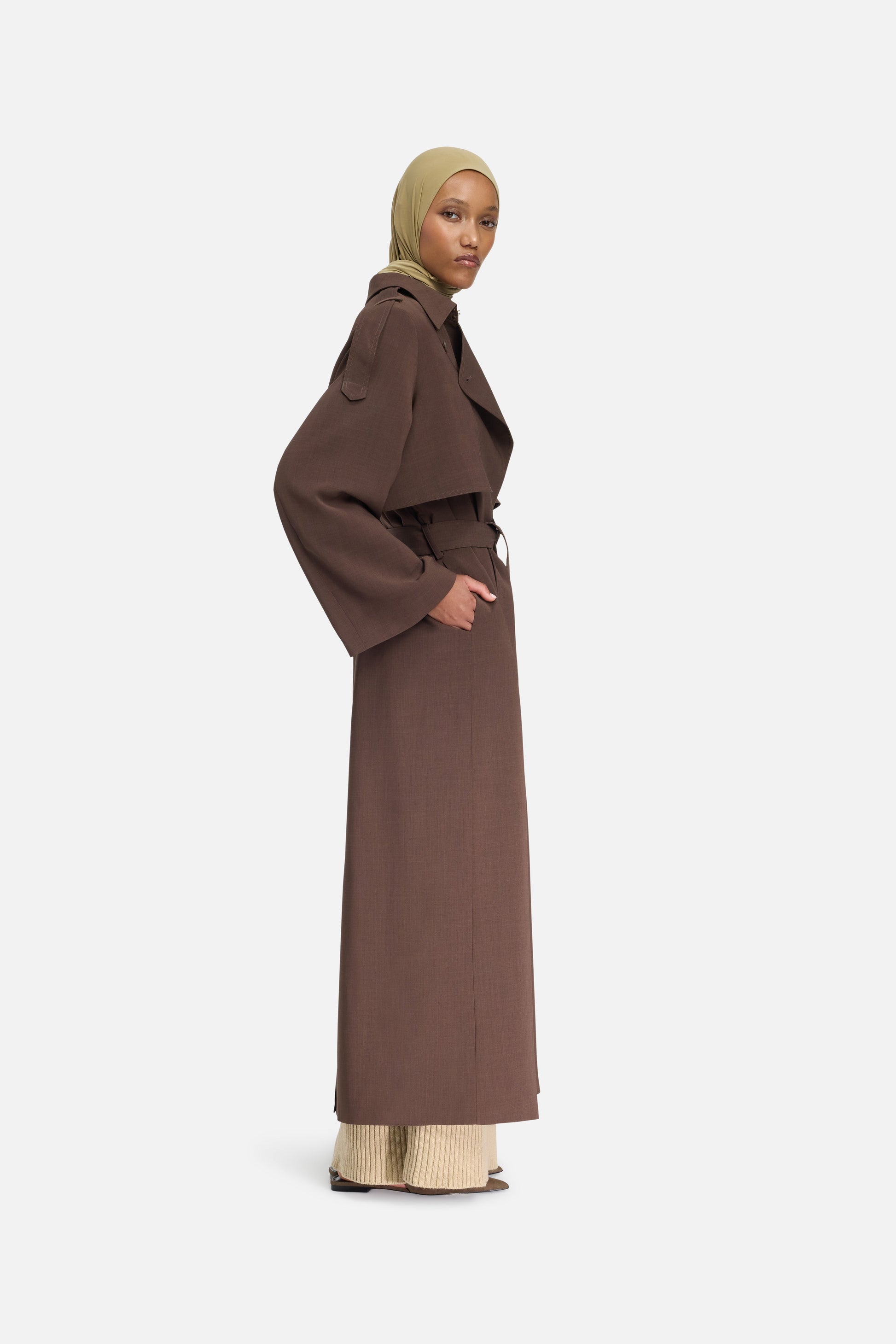Abaya Trench | Marron foncé