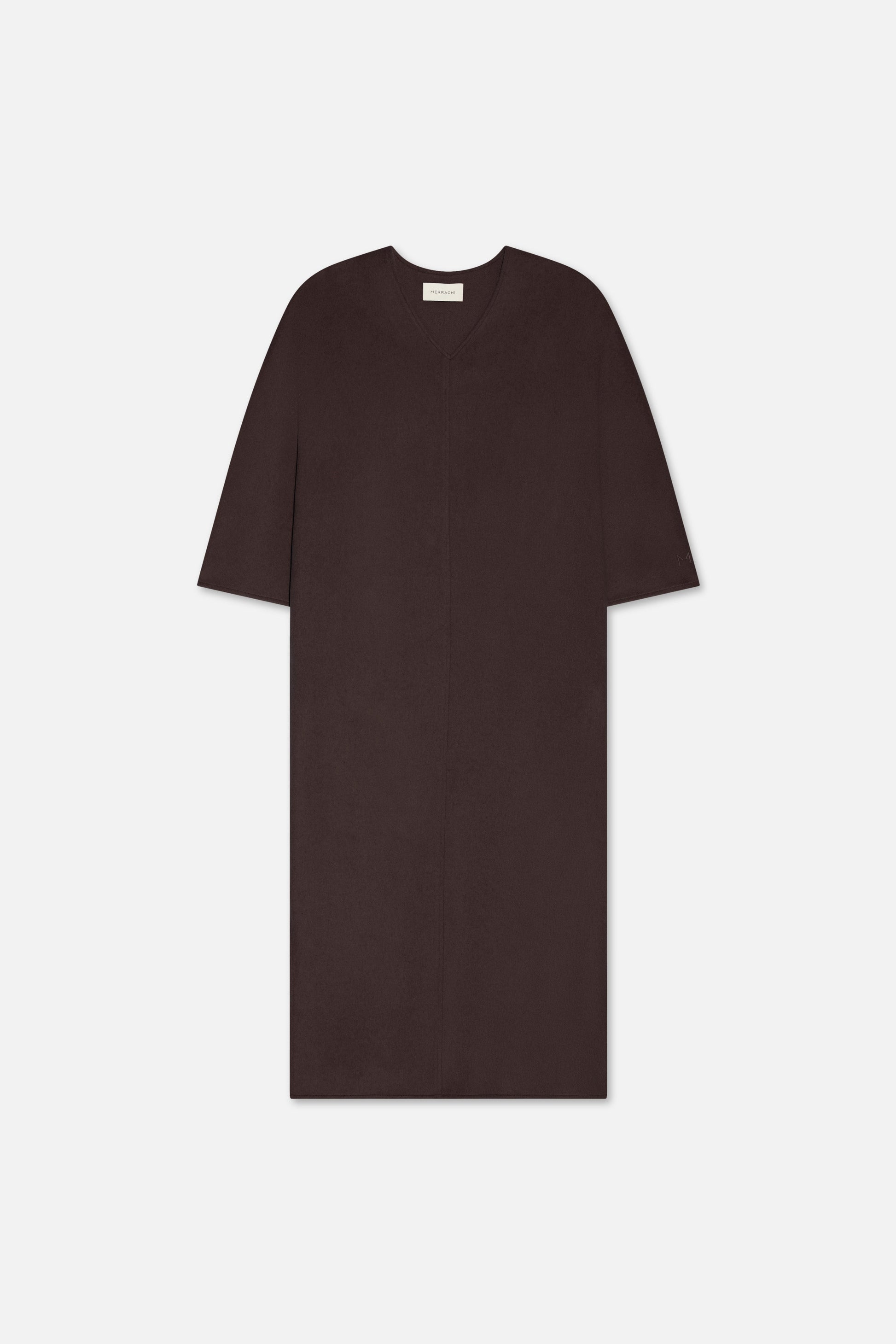 Robe en mélange de laine | Marron foncé