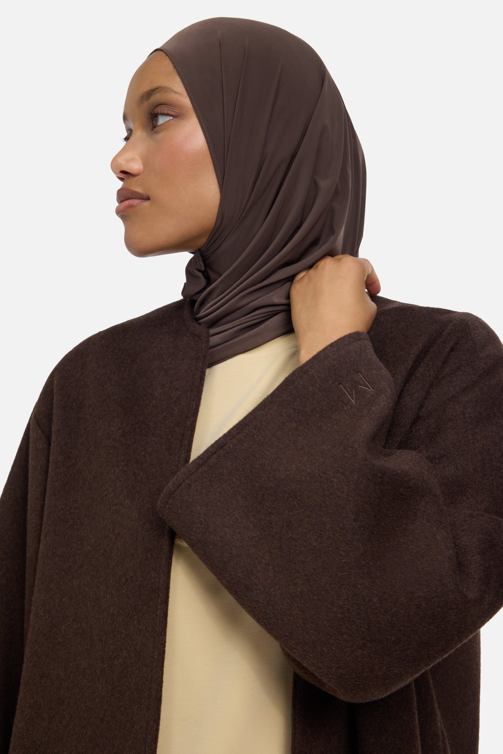 Mélange de laine Abaya | Marron foncé