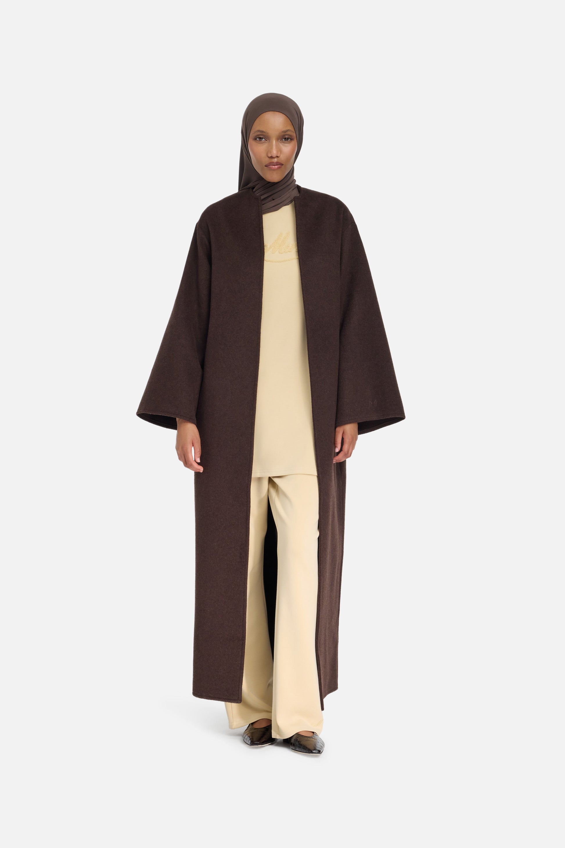 Mélange de laine Abaya | Marron foncé