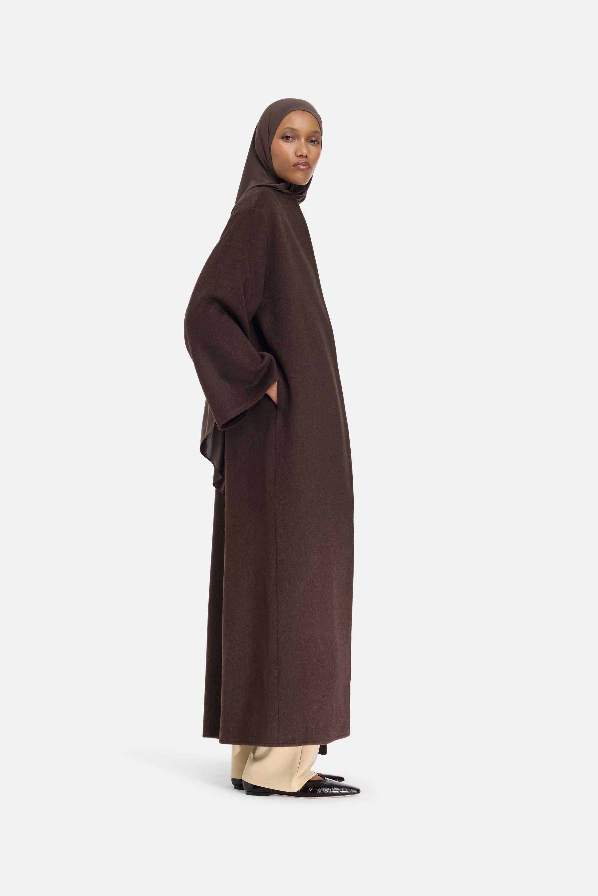 Mélange de laine Abaya | Marron foncé