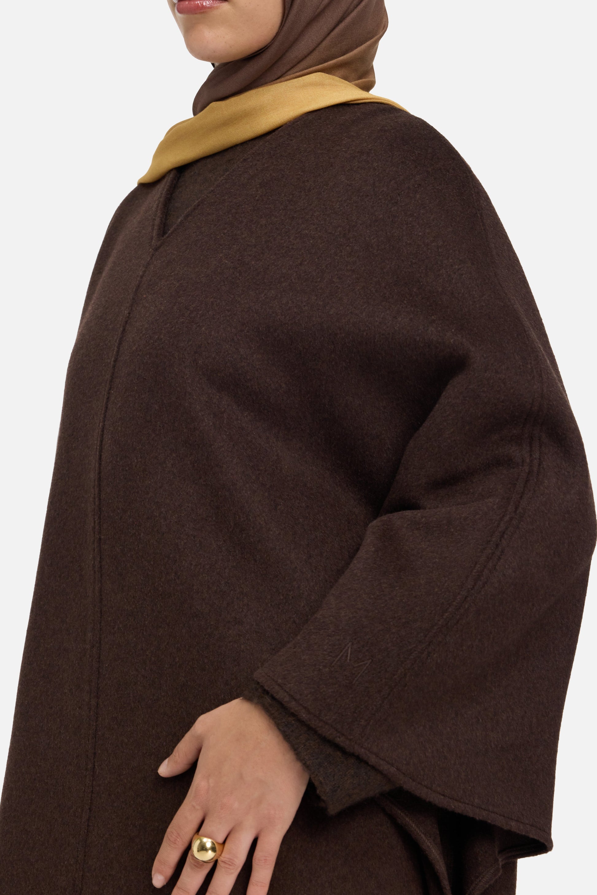 Robe en mélange de laine | Marron foncé