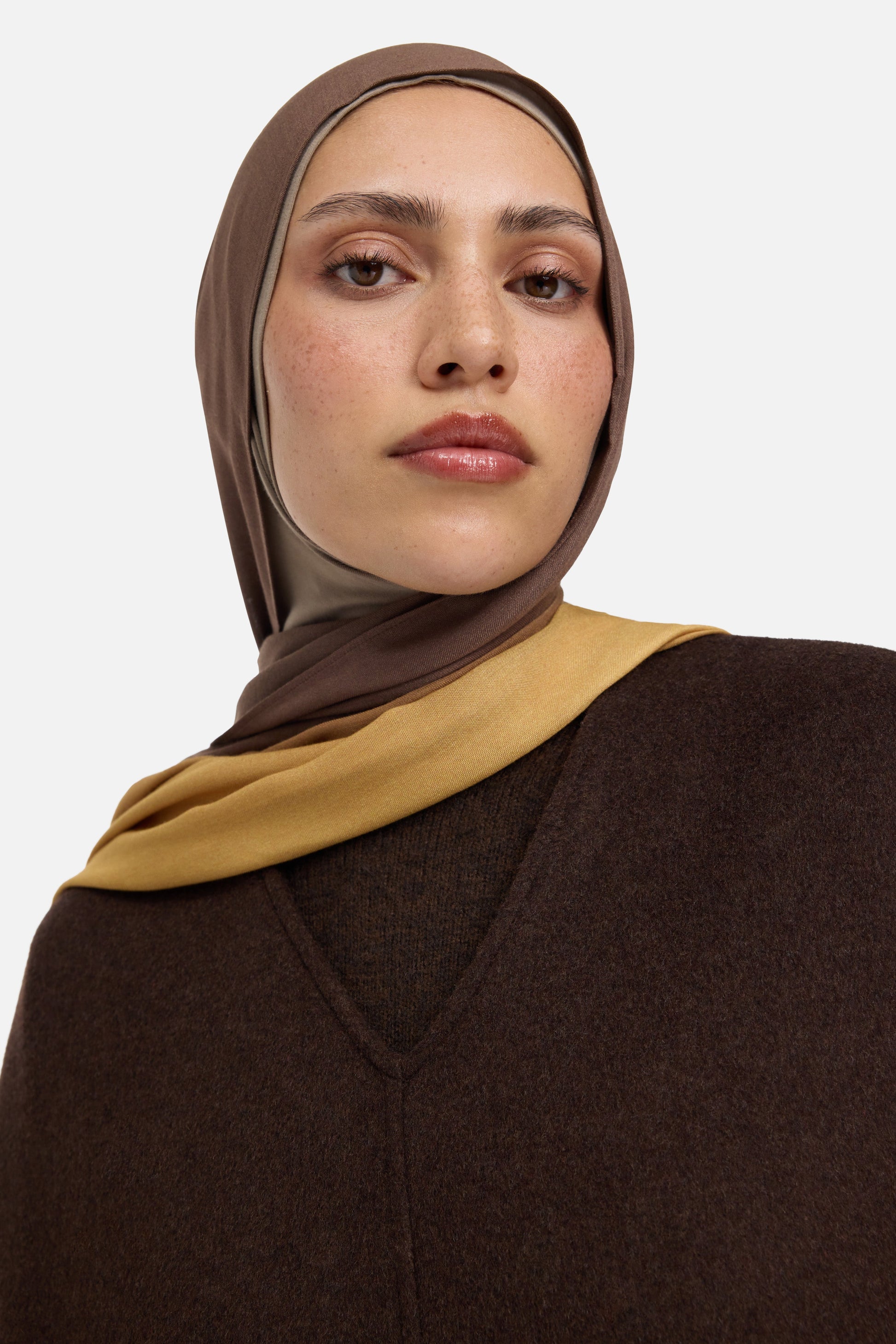 Robe en mélange de laine | Marron foncé