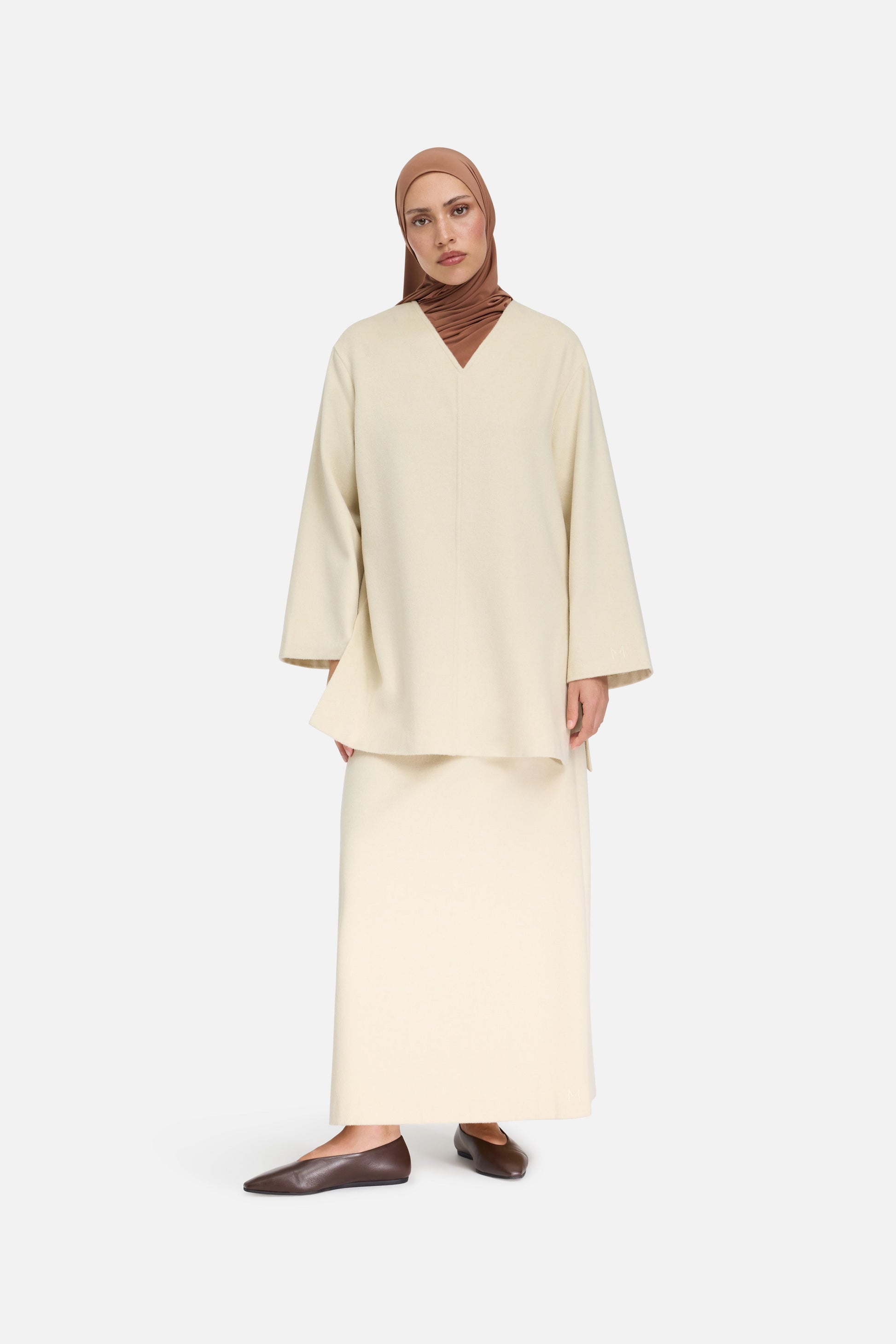 Jupe en mélange de laine | Nuage Blanc