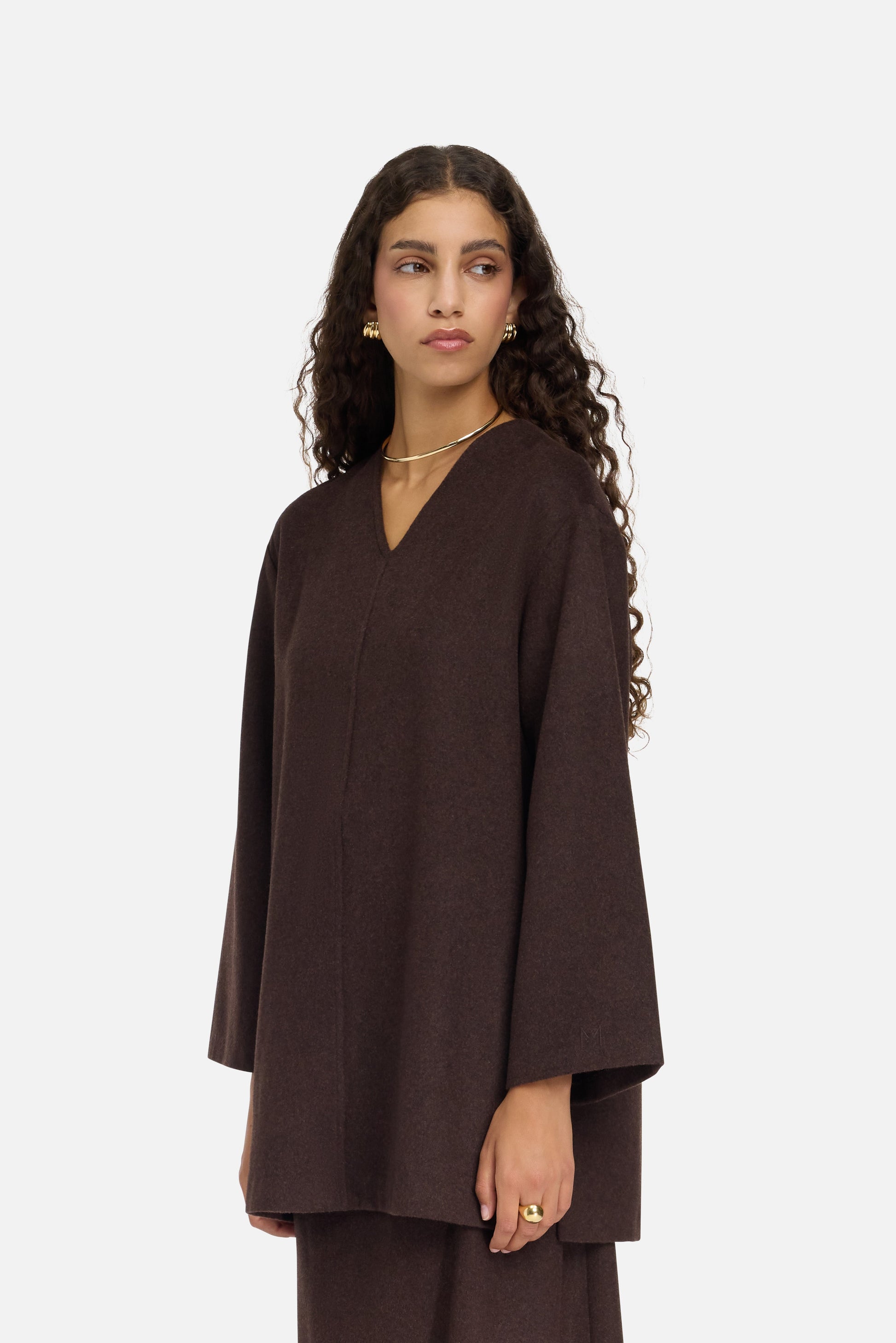 Pull en laine mélangée | Marron foncé