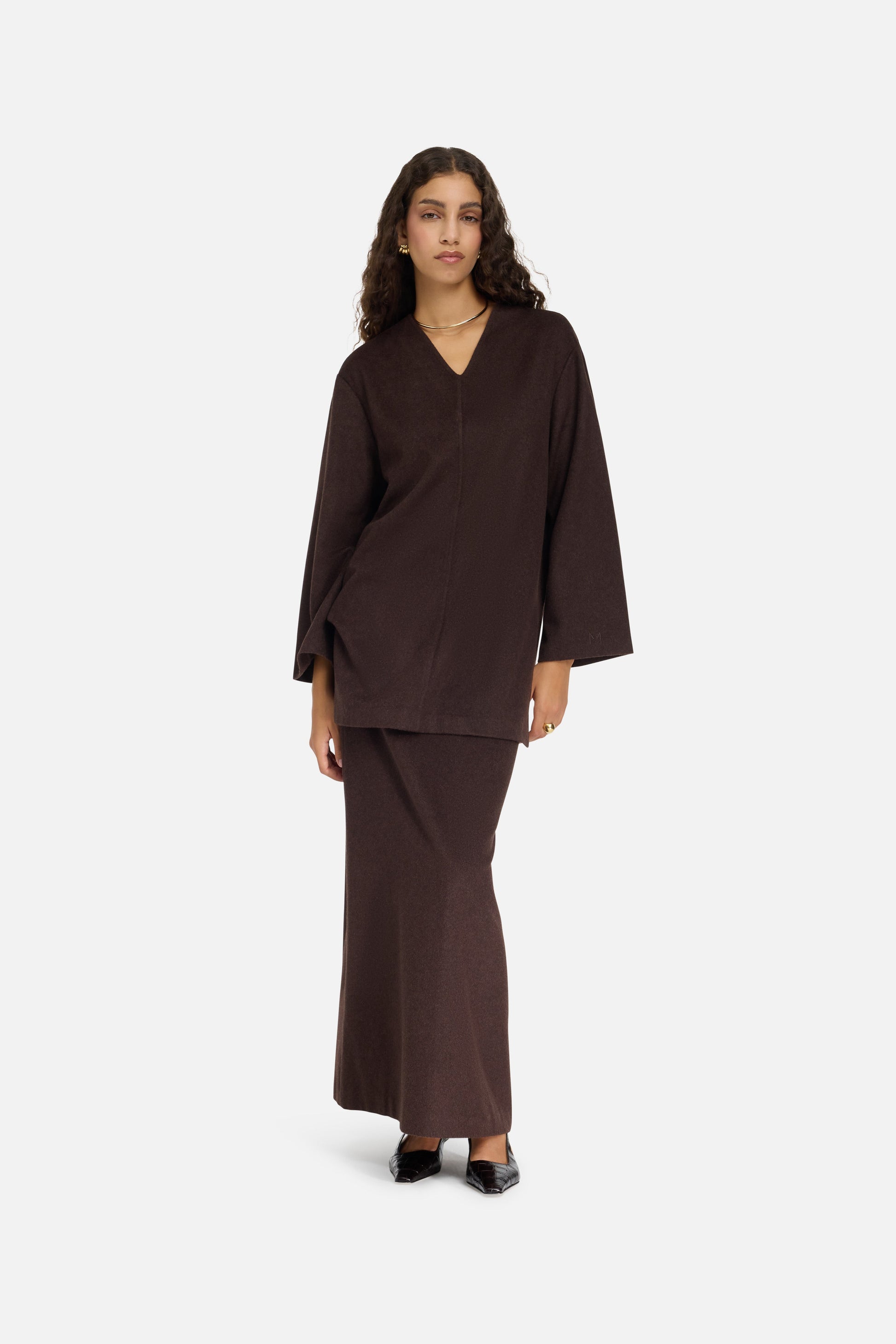 Pull en laine mélangée | Marron foncé