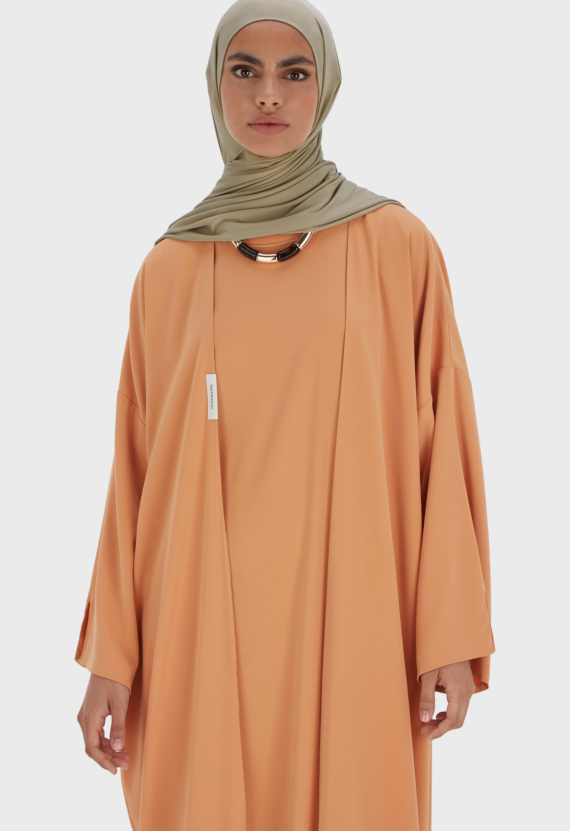 Abaya tissée régulière | Orange pastel
