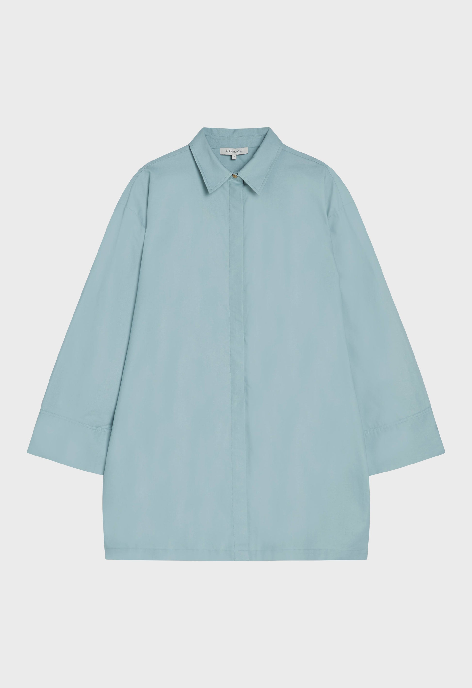 Chemise en coton tissé | Bleu brumeux